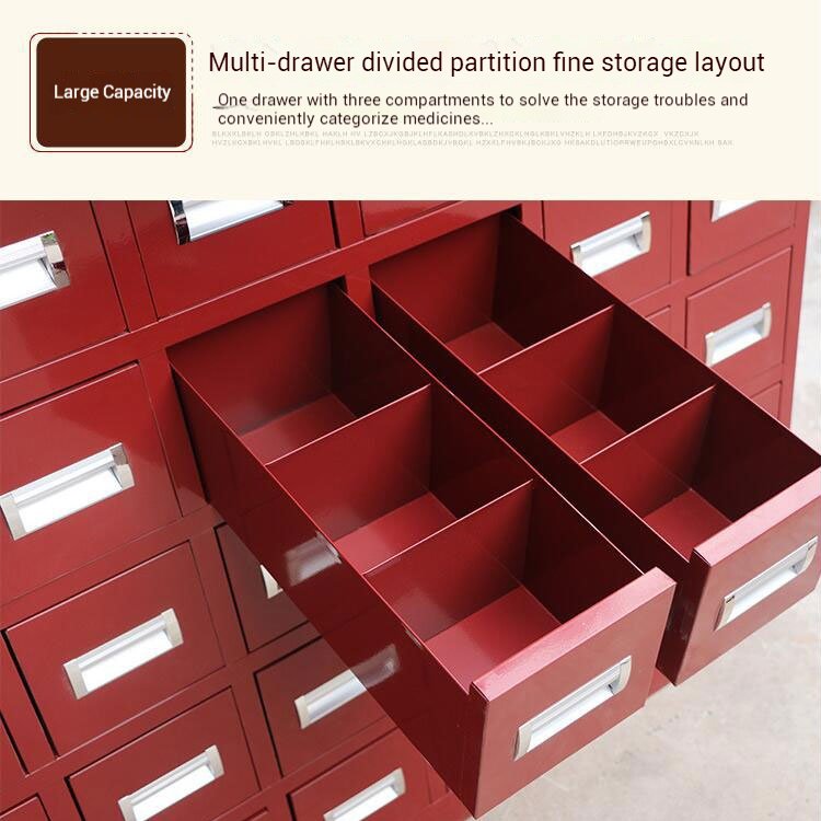 Steel drawer with 3 compartments for classifying herbal medicines