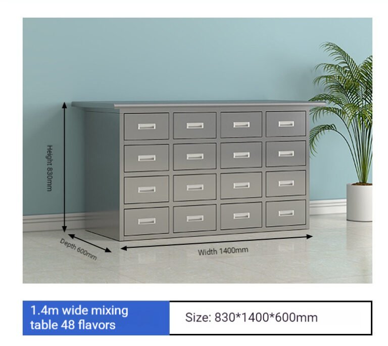 Commercial 201 Stainless Steel Herbal Medicine Dispensing Table | 48-Flavor TCM Mixing Station 1400mm Width