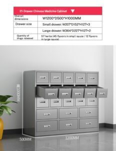 Custom 21 Bin Stainless Steel TCM Herb Cabinet | Durable Lab & Clinic Multi-Drawer Cabinet Supplier | 1200mm Width