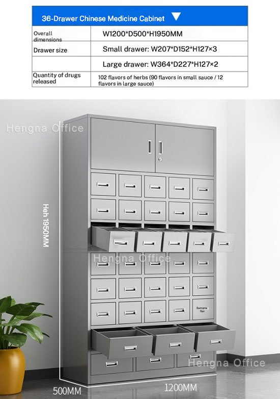 201 Stainless Steel 36-Drawer Herb Cabinet | 102-Slot TCM Storage for Acupuncture Clinics & Pharmacies | Wholesale Available