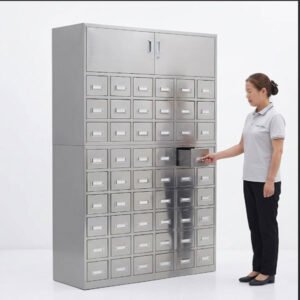 Acupuncture Clinic Herbal Pharmacy Space Saving Vertical Cabinet Design 1930x1200x500mm Stainless Steel Easy Clean