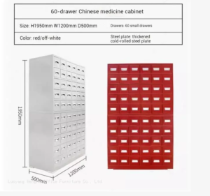 60-Drawer TCM Cabinet — 1.2m Powder-Coated Steel | for Wellness Centers — Global Shipping Included