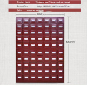 70-Drawer TCM Cabinet — 1.4m Cold-Rolled Steel | for Hospital Pharmacy — MOQ 1 Unit